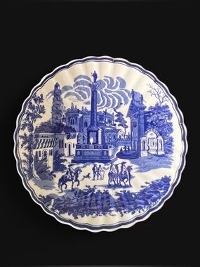 Vintage Victoria Ware Ironstone Blue Town Scene Large 12” Plate/Charger